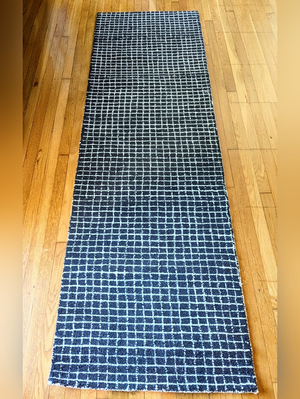 BRAND NEW! Charcoal Gray Grid 8 Ft Runner Rug